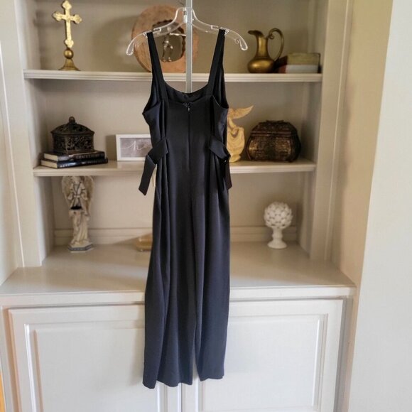 Black Sleeveless Wide-Leg Jumpsuit W Adjustable Side Straps- S - Picture 4 of 8